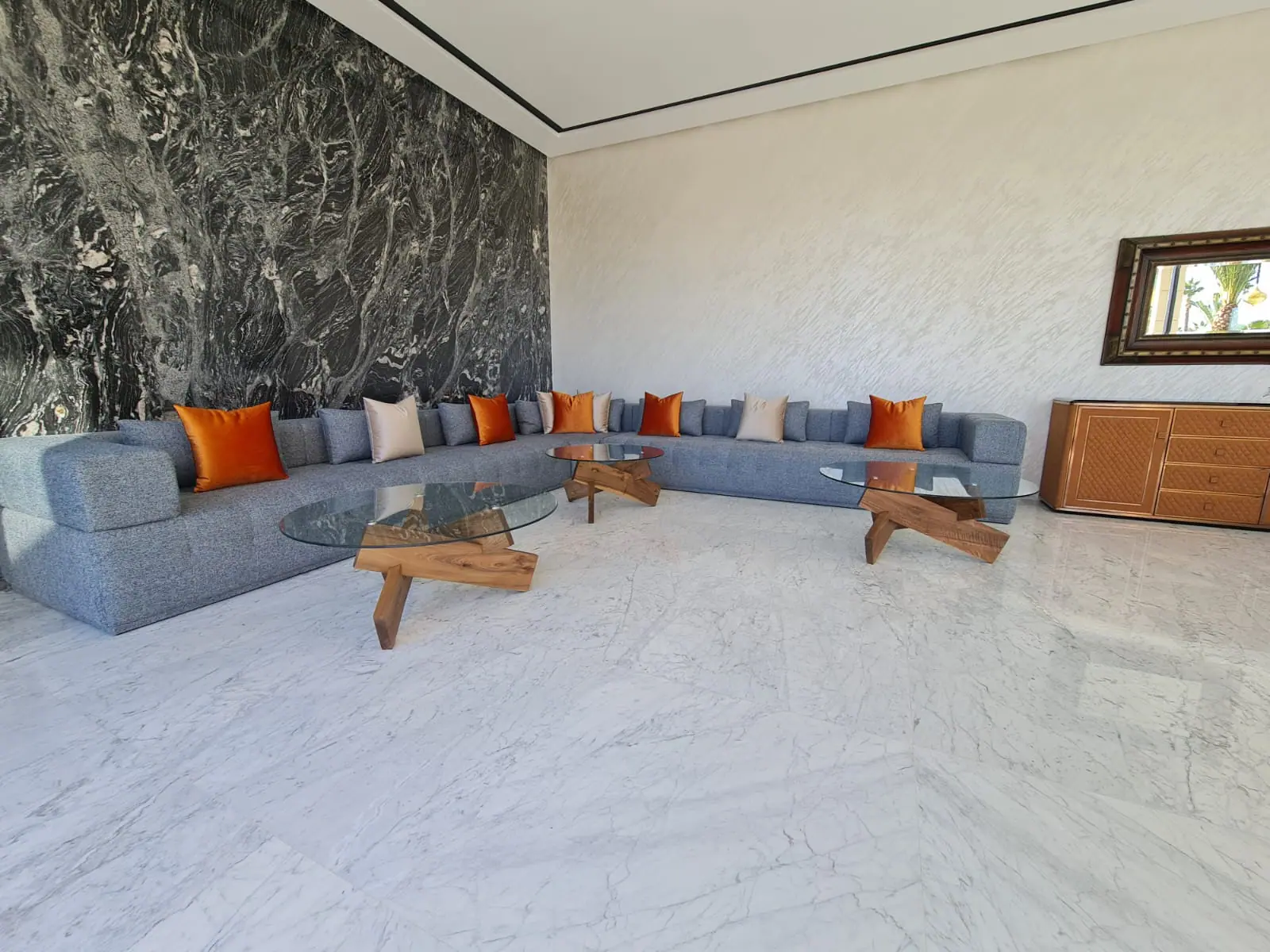 tapisserie salon bleu mobilier marrakech