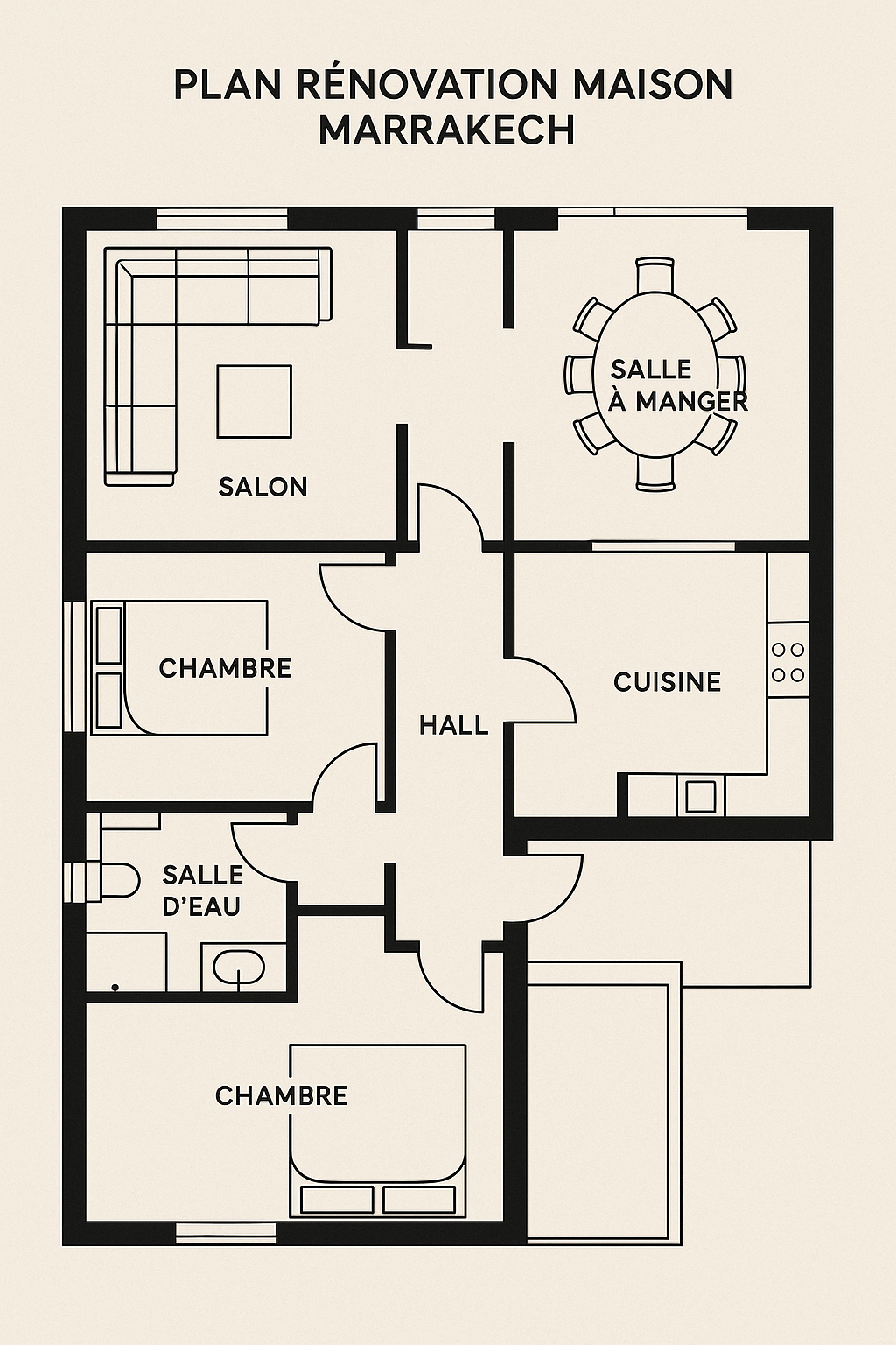Plan architecural Rénovation maison marrakech